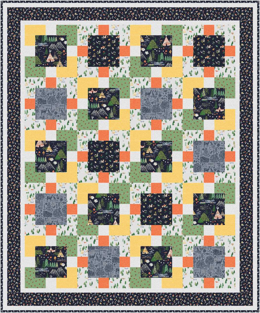 Traveling Trio Quilt Pattern Pieced MG