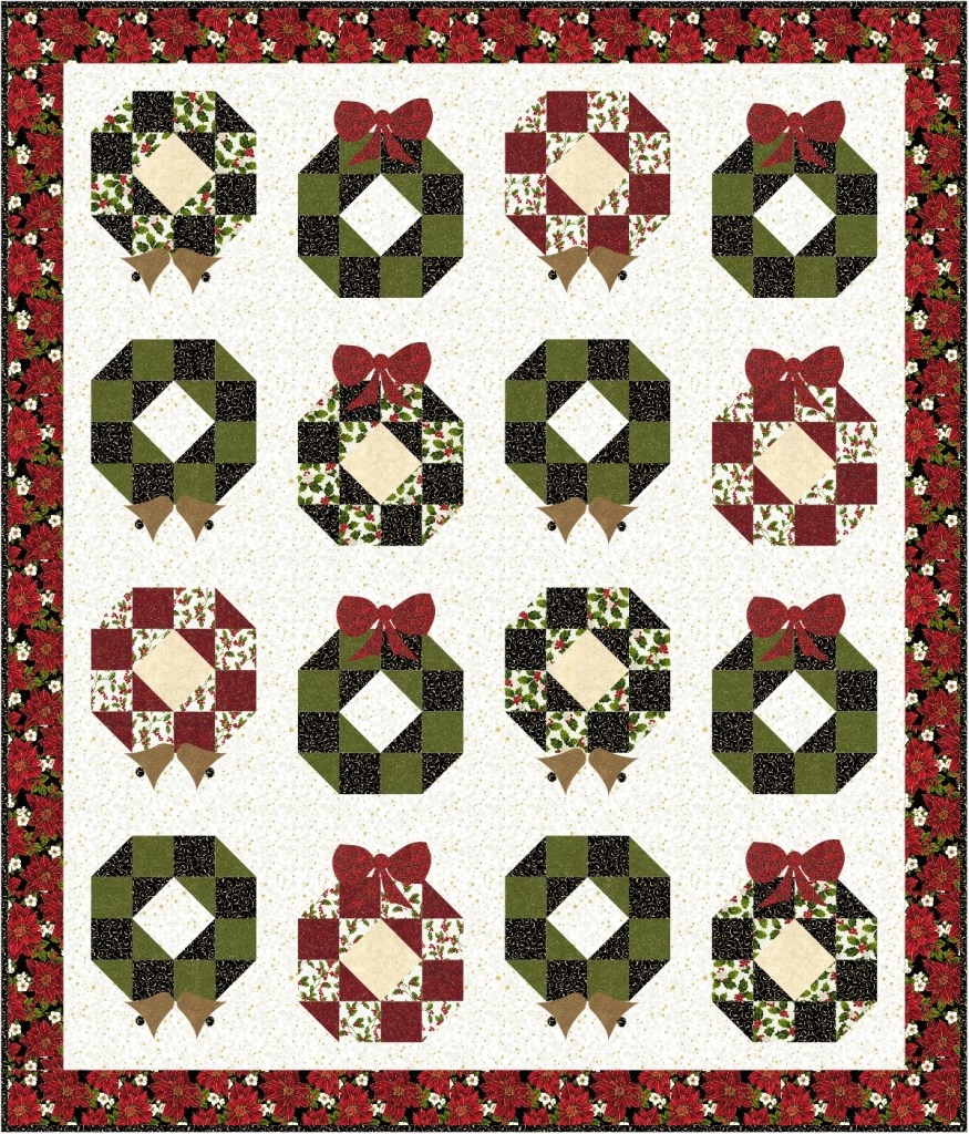 Free Christmas Quilt pattern with poinsettias and applique' Pieced Brain