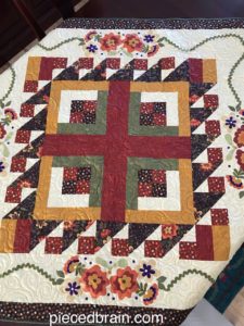 Table Topper with applique’ flowers