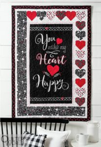 Quilted greeting card: a wall hanging with hearts
