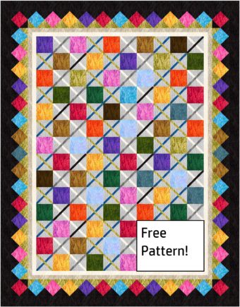 Quilt with squares and bright colors