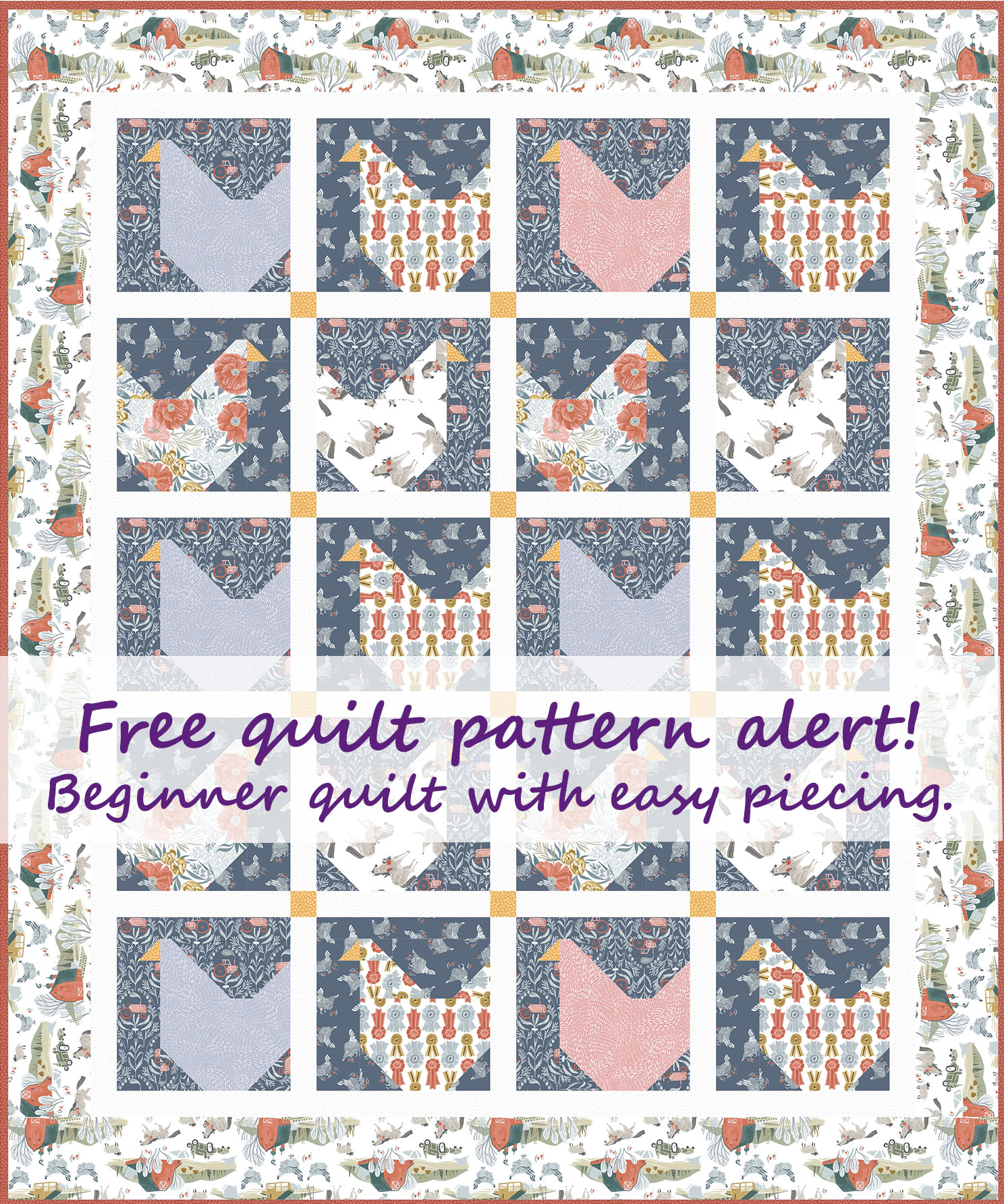 free chicken quilt pattern for beginners pieced brain