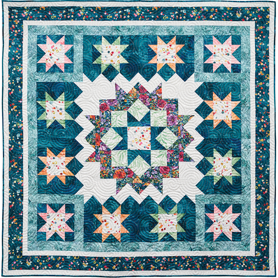 Stars In My Garden Quilt Pattern Piecedapplique Hm Quilt Patterns