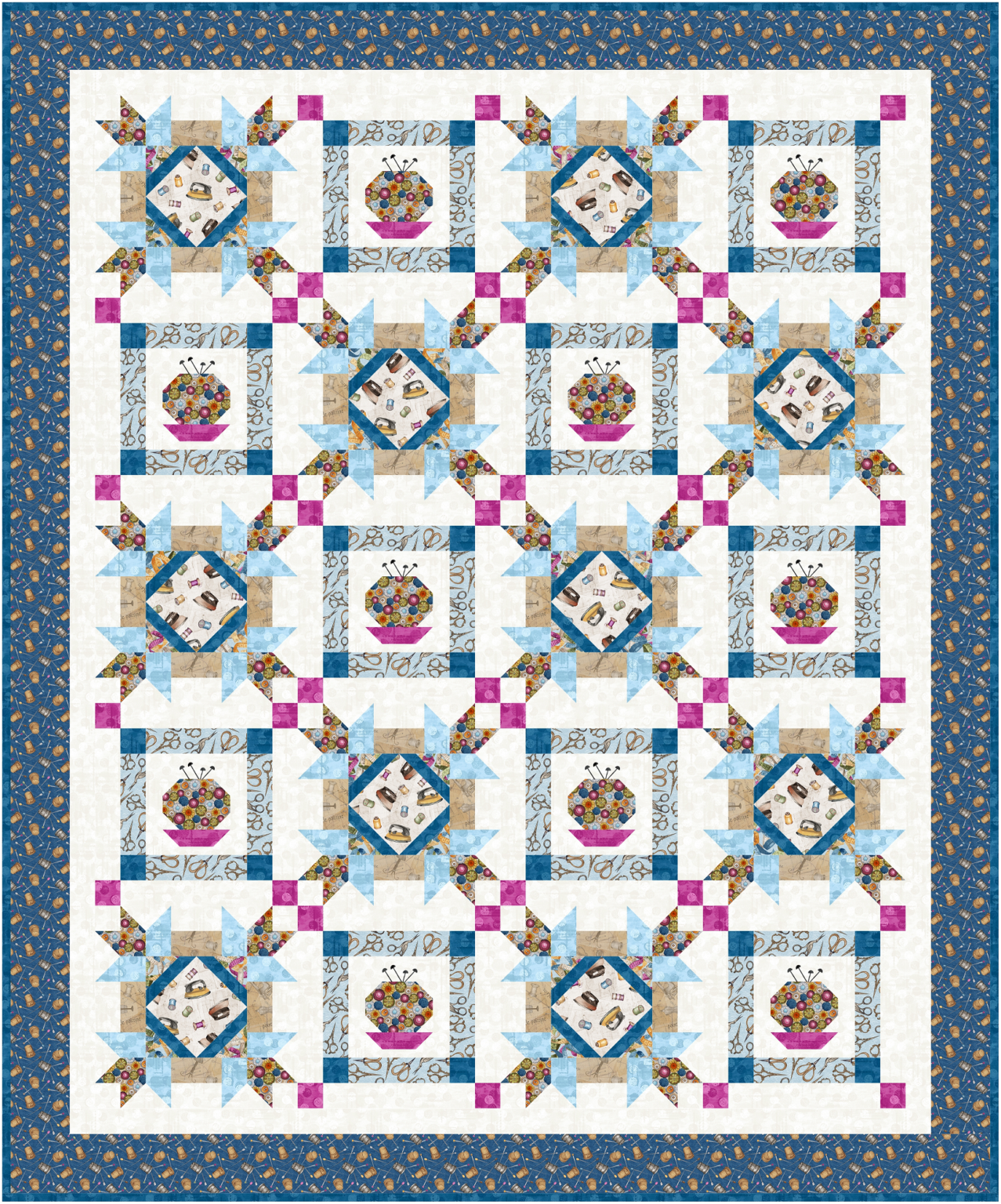 Free Sewing Theme Quilt Patterns - Pieced Brain