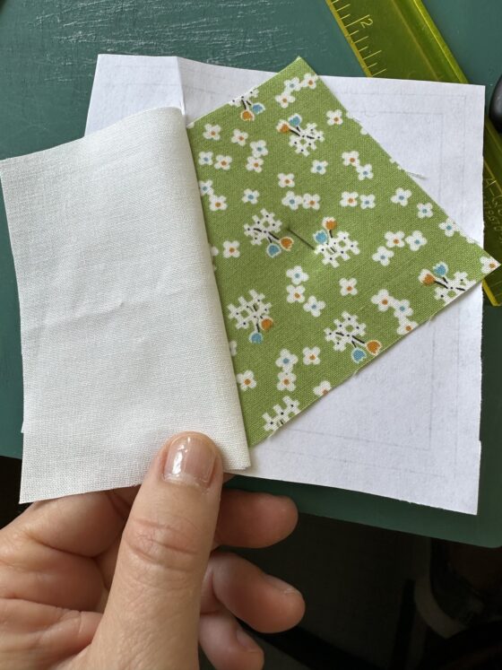 Paper piecing in a quilt block - Pieced Brain