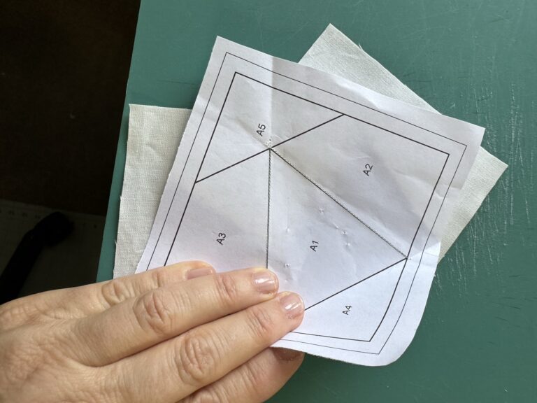 Paper piecing in a quilt block - Pieced Brain