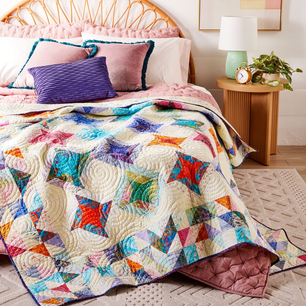 Scrappy quilt with stars