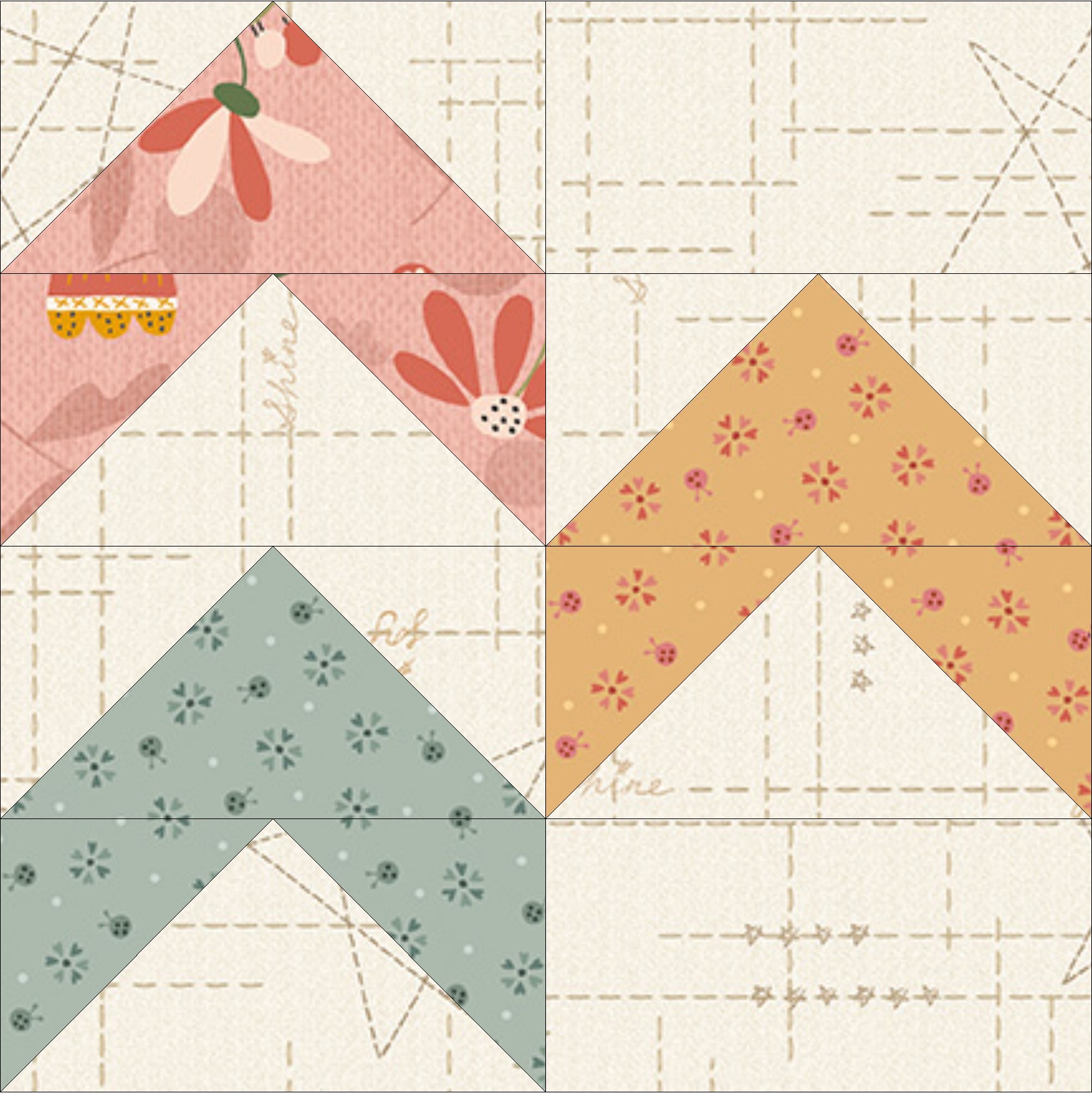 Free Panel Quilt Pattern with Flying Geese - Pieced Brain